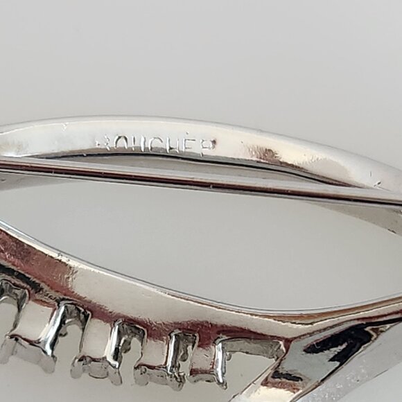 1940-s MARCEL BOUCHER SIGNED BIG VINTAGE BOW BROOCH WITH SPARKLING CLEAR CRYSTAL - Picture 4 of 7